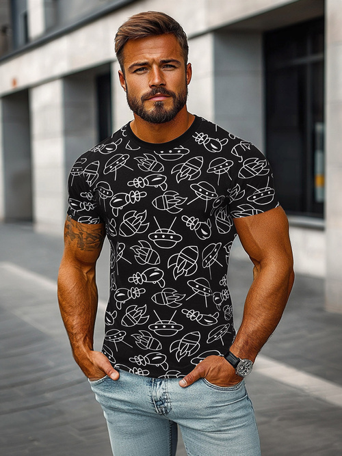 Vīriešu T-krekls Melns OZONEE JS/8T1197/3Z