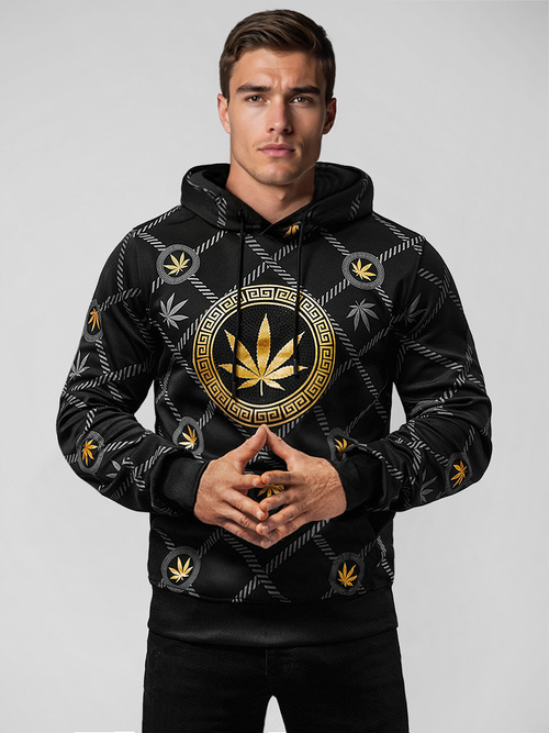 Vīriešu džemperis ar kapuci melns OZONEE O/B267