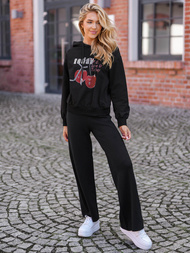 Sieviešu džemperis ar kapuci melns OZONEE JS/8B856/3