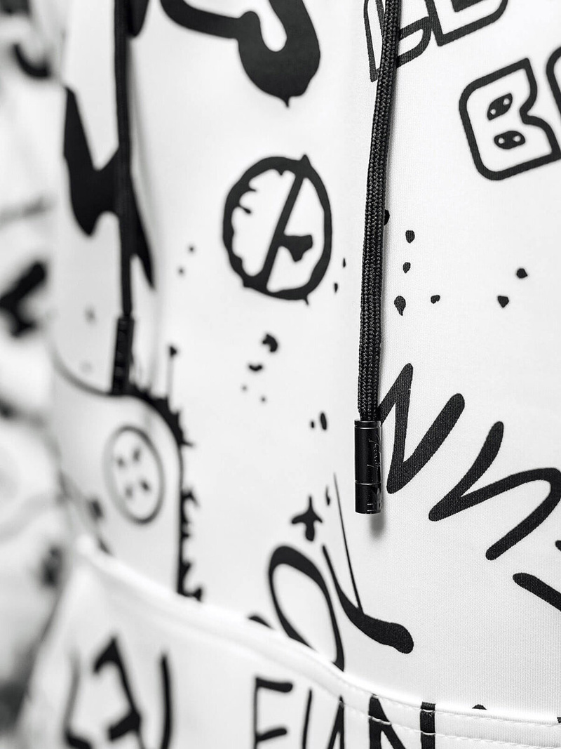 Vīriešu džemperis ar kapuci balta OZONEE JS/8B1227/1