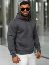 Vīriešu džemperis ar kapuci grafīta OZONEE JS/27B6502/5Z