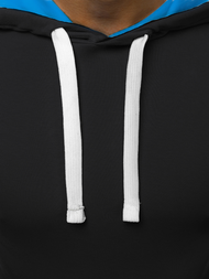 Vīriešu T-krekls ar kapuci melns-debesu zils OZONEE O/1273Z