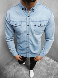 Vīriešu džinsu krekls gaiši debesu zila OZONEE O/K1263