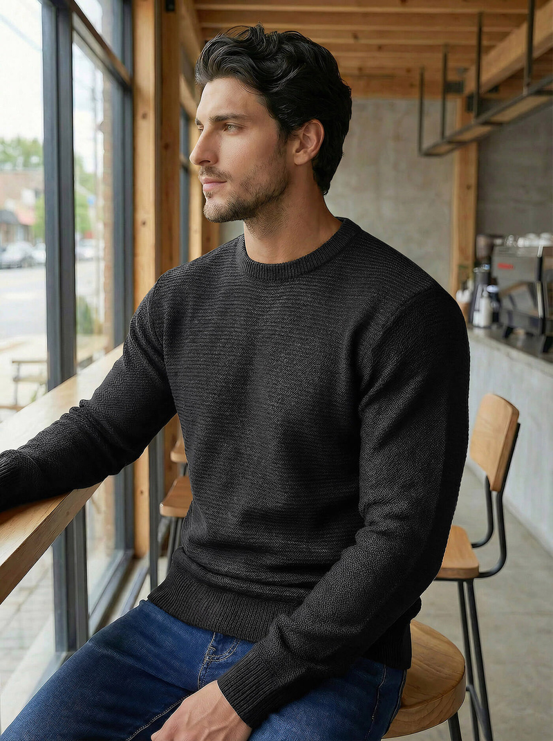 Vīriešu svīteris melns OZONEE JS/59B3600/3