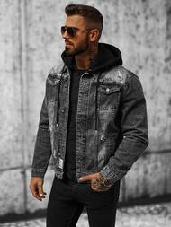 Vīriešu džinsu jaka melna OZONEE NB/MJ505NZ