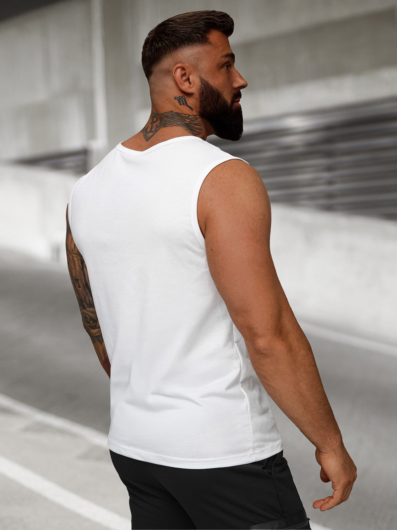 Vīriešu t-krekls bez piedurknēm balts OZONEE JS/8B1719/1Z