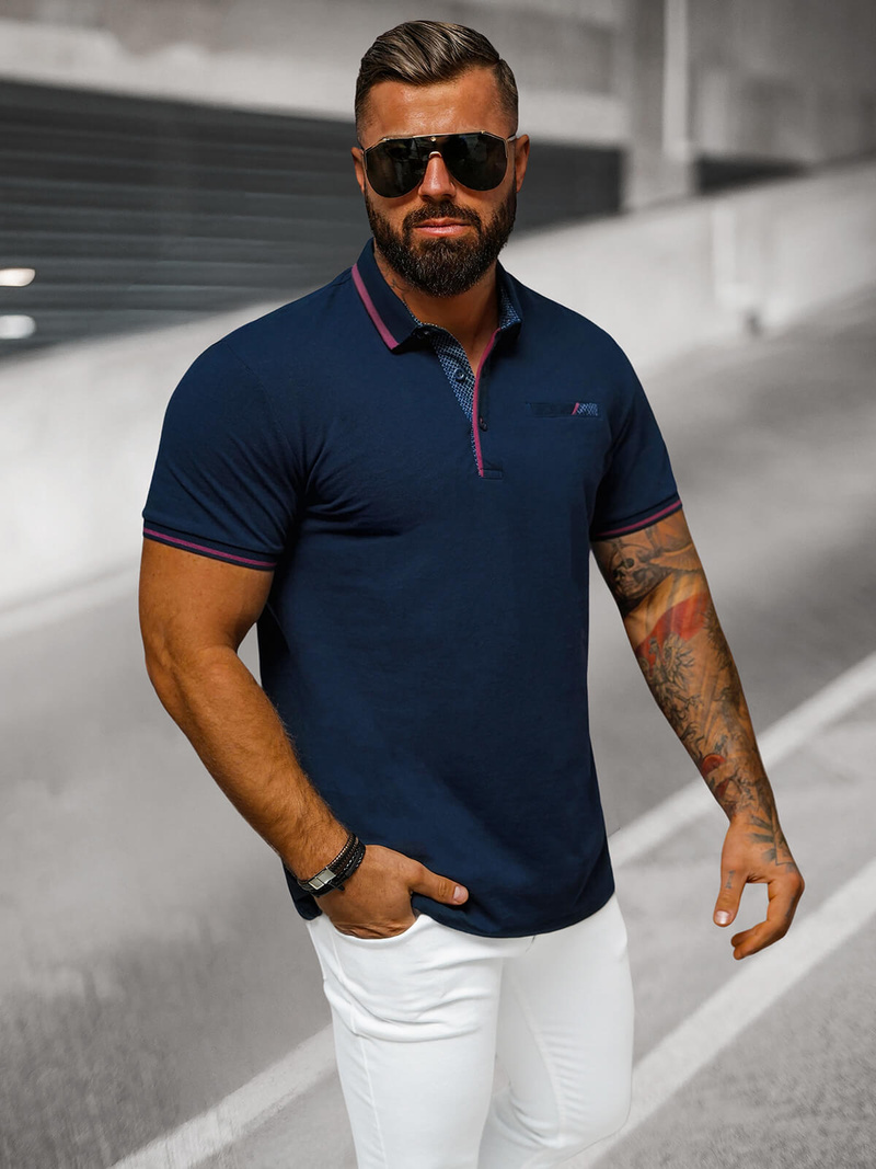 Vīriešu polo krekls tumši zila OZONEE O/DA758