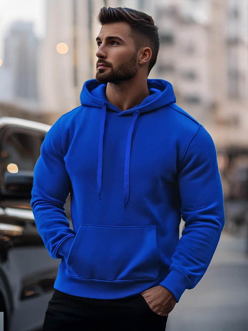 Vīriešu džemperis ar kapuci kobalta OZONEE JS/2009Z