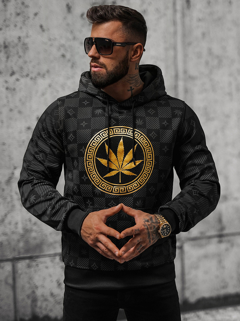 Vīriešu džemperis ar kapuci melns OZONEE O/B265