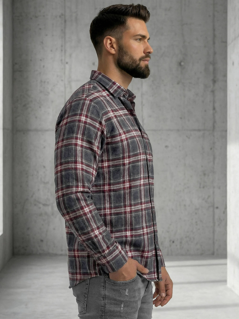 Vīriešu krekls bordosarkana OZONEE V/V178Z