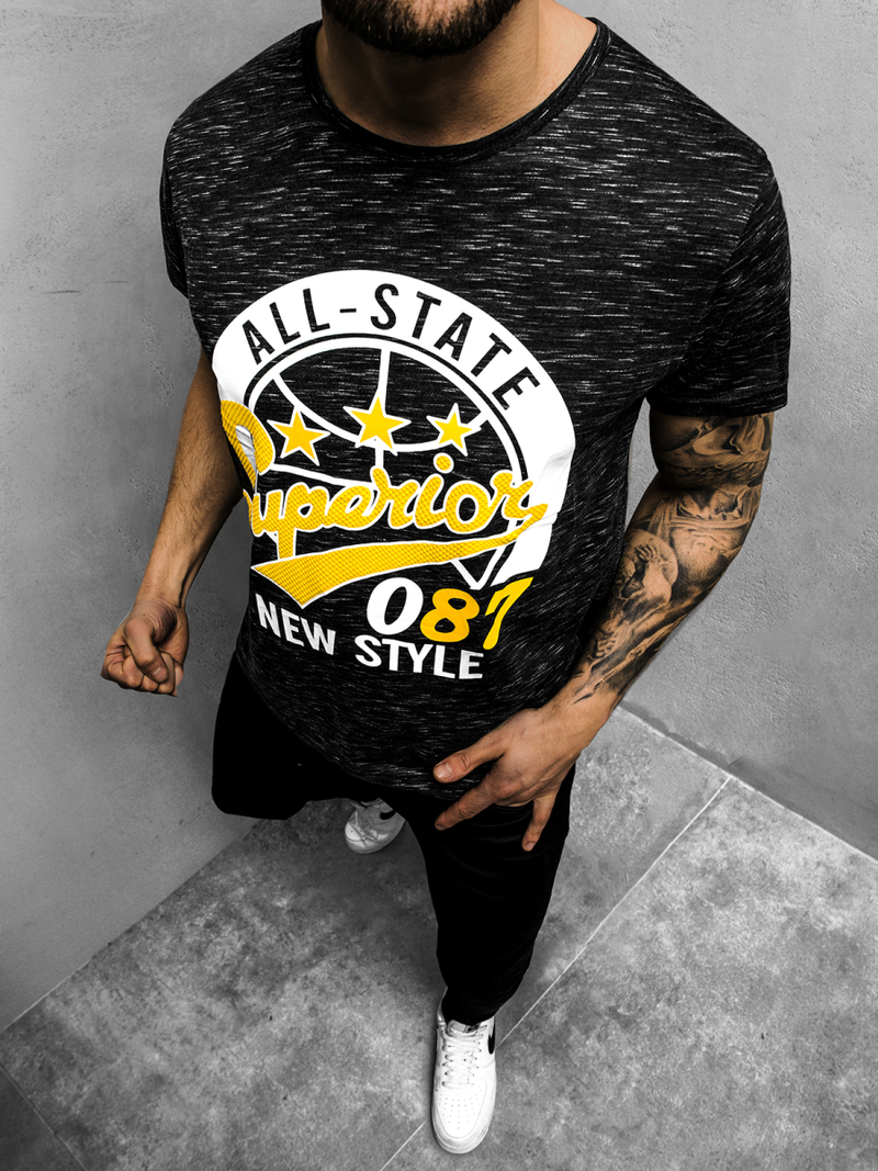 Vīriešu T-krekls melns OZONEE JS/KS2043Z