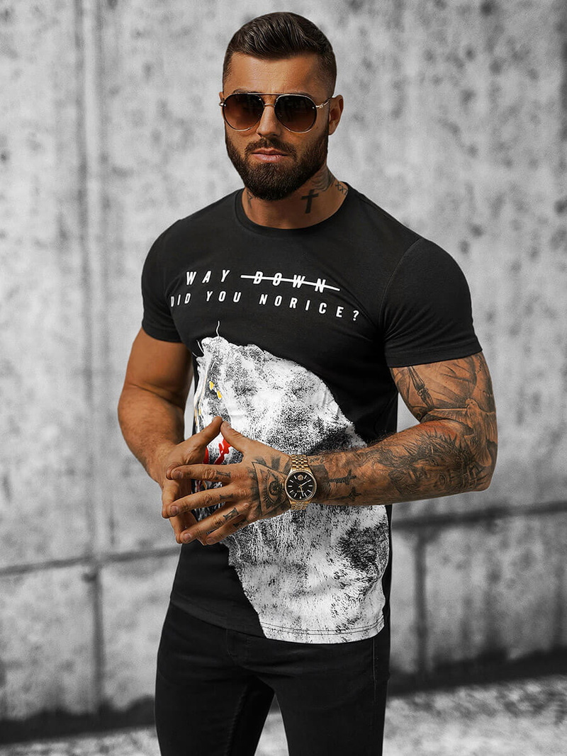 Vīriešu T-krekls Melns OZONEE O/T127/3Z