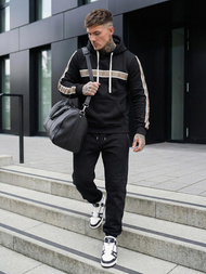 Vīriešu džemperis ar kapuci melna OZONEE JS/8B1729/3