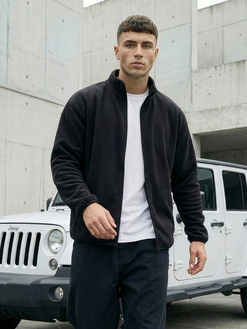 Vīriešu jaka ar rāvējslēdzēju melna OZONEE JS/HH016/3