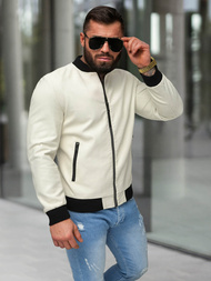 Vīriešu ādas virsjaka ecru OZONEE JS/11Z8107