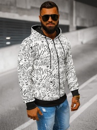 Vīriešu džemperis ar kapuci balta OZONEE JS/8B1182/1