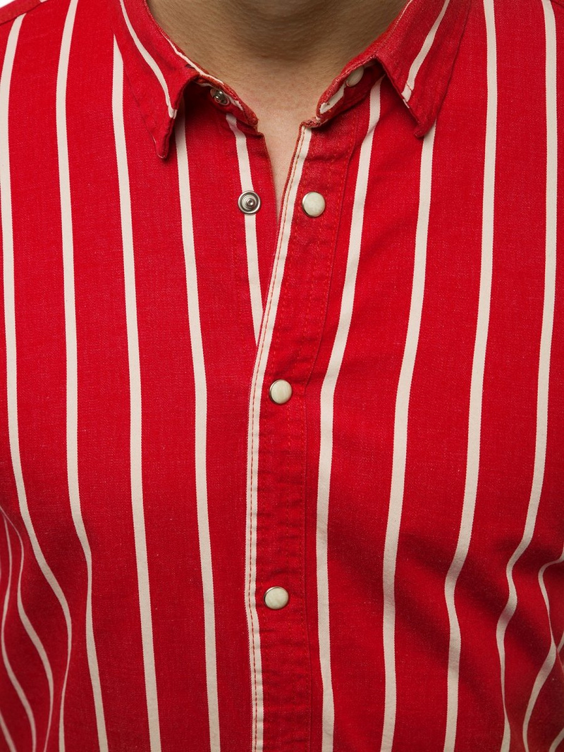 Vīriešu džinsu krekls sarkans OZONEE R/1494