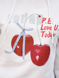 Sieviešu džemperis ar kapuci balts OZONEE JS/8B856/1