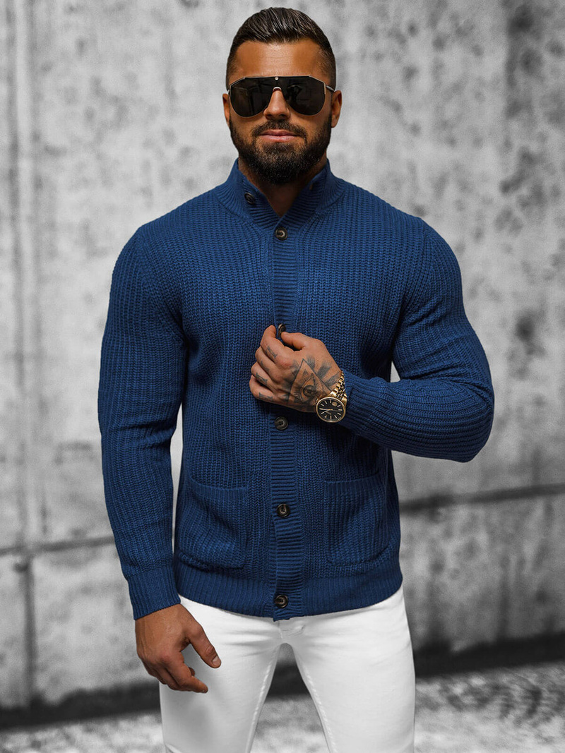 Vīriešu svīteris tumši zils OZONEE NB/MM6020/6