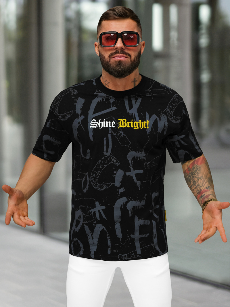 Vīriešu t-krekls melns OZONEE O/YN2/621