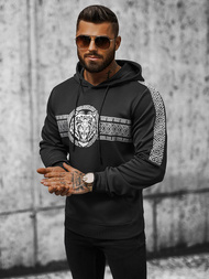 Vīriešu džemperis ar kapuci melna OZONEE JS/8B996/3