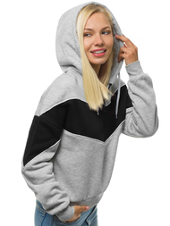 Sieviešu jaka ar kapuci pelēka OZONEE JS/KSW2036