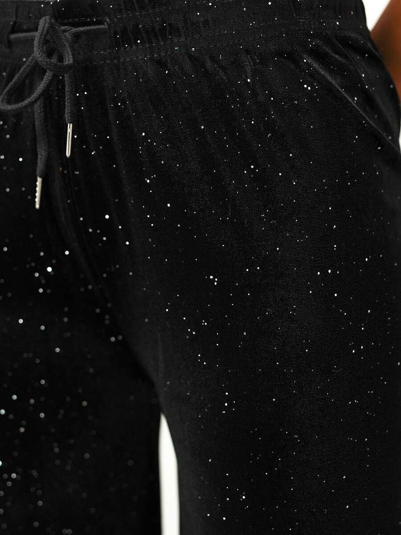 Sieviešu velūra bikses melnas OZONEE JS/92K519/3