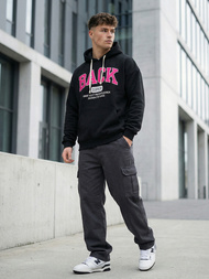 Vīriešu džemperis ar kapuci melns OZONEE O/TT30513Z