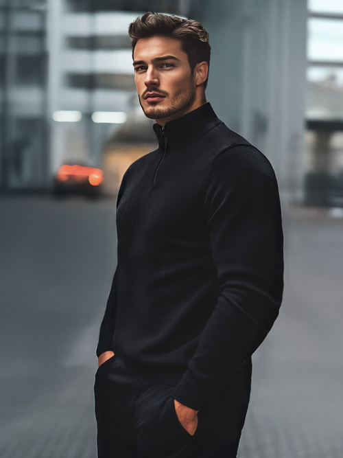 Vīriešu svīteris melns OZONEE NB/MM6007/4Z