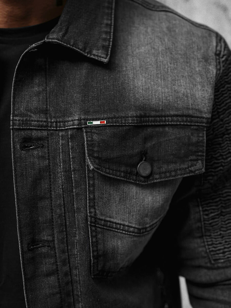 Vīriešu džinsu jaka melna OZONEE NB/MJ521N