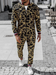 Vīriešu komplekts - Virsjaka un chino bikses, melns un zelts OZONEE O/5555/21