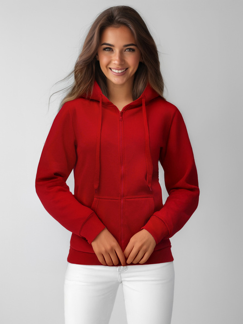 Sieviešu džemperis ar kapuci tumši-sarkans OZONEE JS/W03Z