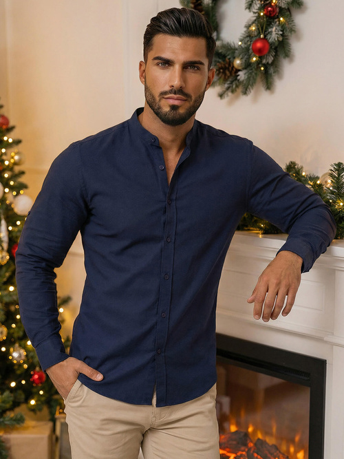 Vīriešu krekls tumši zila OZONEE O/V69Z