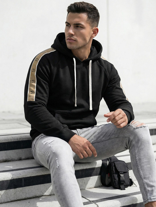 Vīriešu džemperis ar kapuci melna OZONEE JS/8B1730/3Z