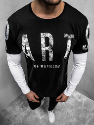 Vīriešu T-krekls ar garām piedurknēm melns OZONEE O/1292Z 