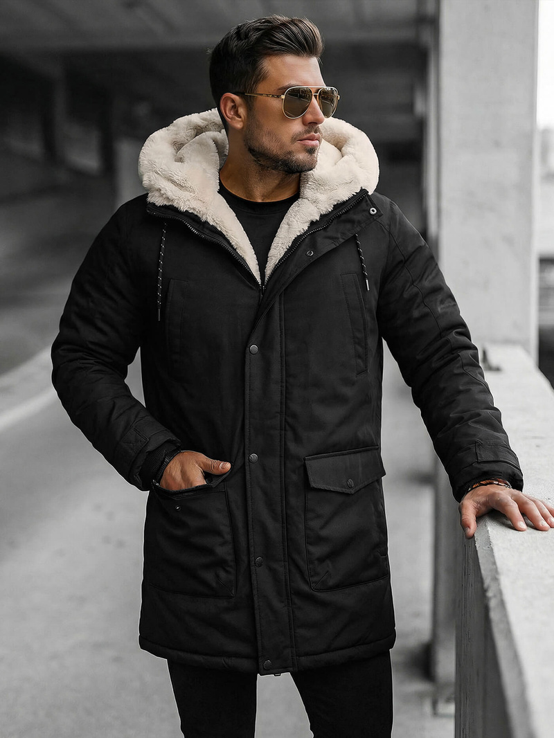 Vīriešu parka melna OZONEE JS/5M120/392Z