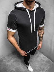 Vīriešu T-krekls ar kapuci grafīta OZONEE O/1273Z