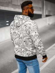 Vīriešu džemperis ar kapuci balta OZONEE JS/8B1182/1