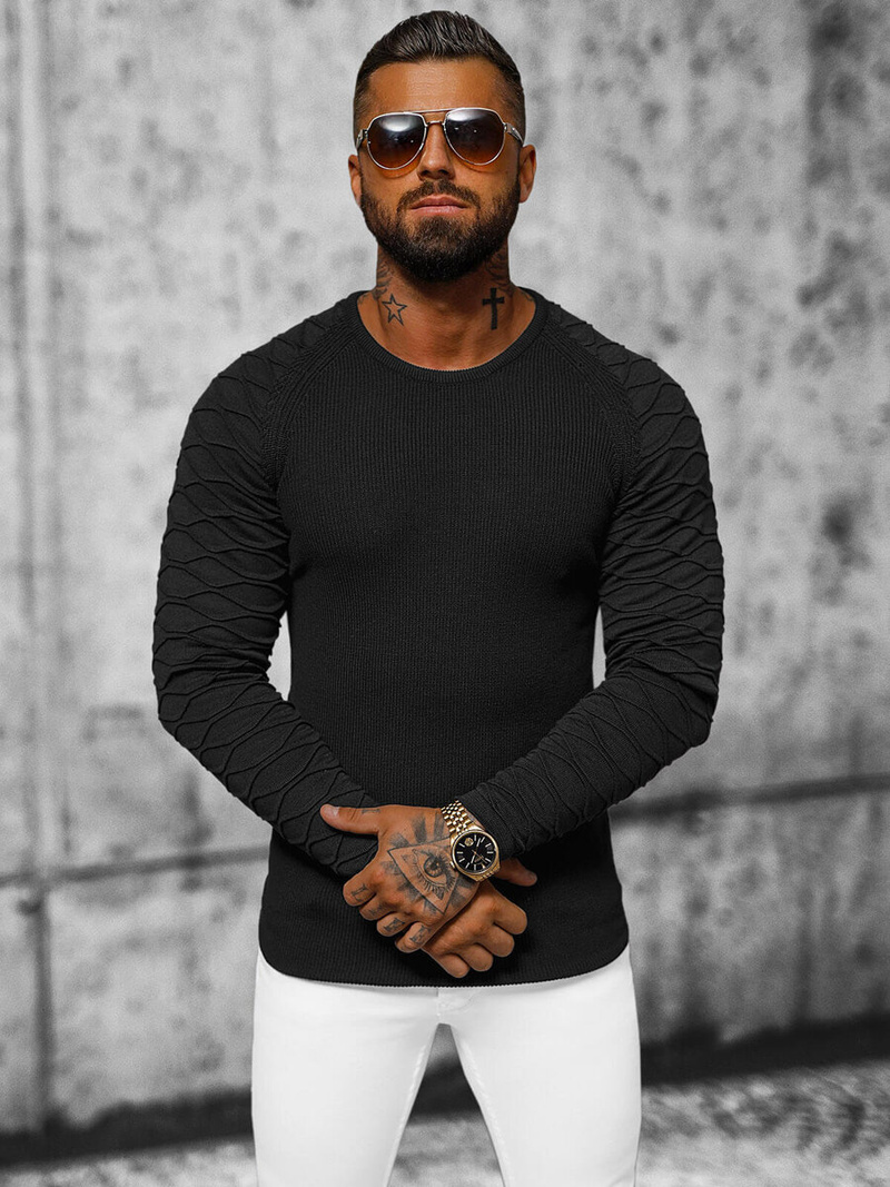 Vīriešu svīteris melns OZONEE L/2486Z