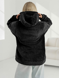 Sieviešu džemperis ar kapuci melns OZONEE JS/HH192/3