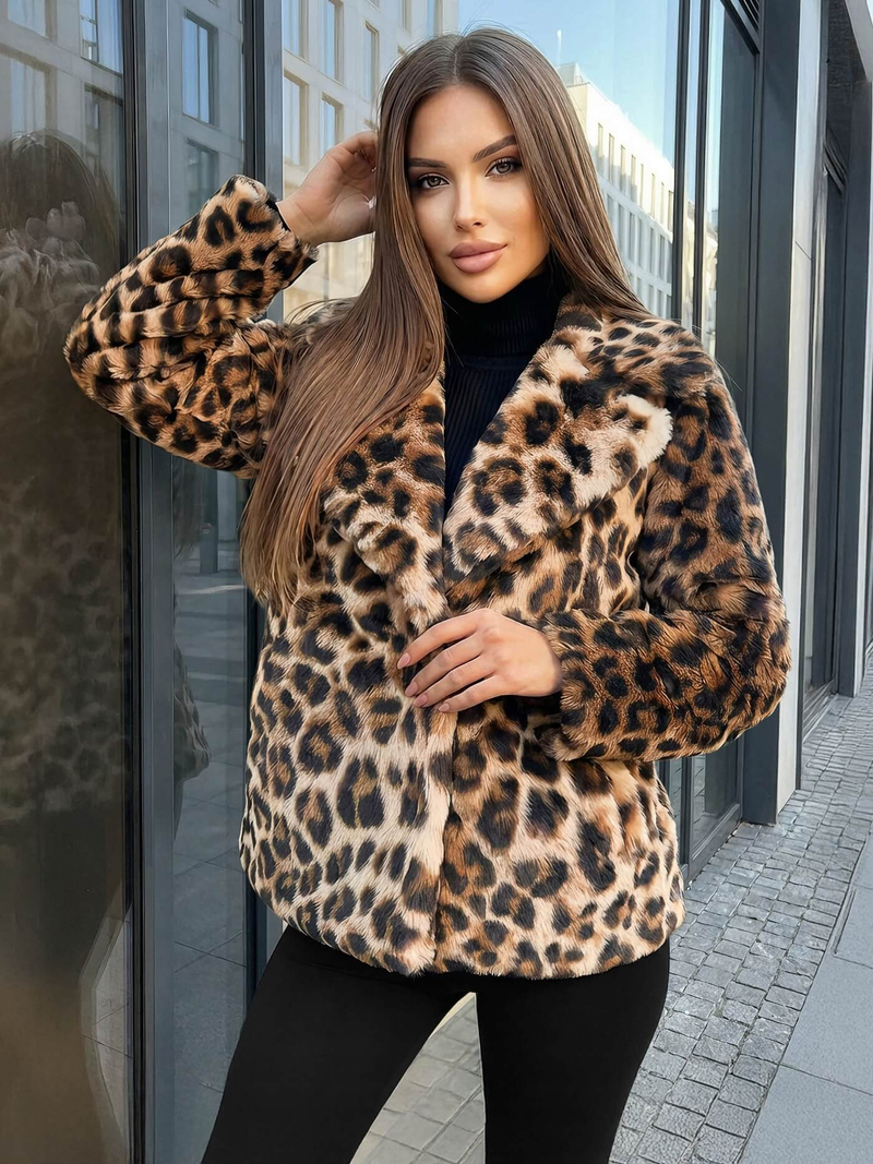 Sieviešu jaka smilškrāsā un brūnā krāsā OZONEE JS/61M8500/158Z