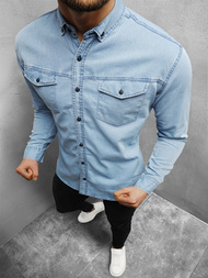 Vīriešu džinsu krekls gaiši debesu zila OZONEE O/K1263