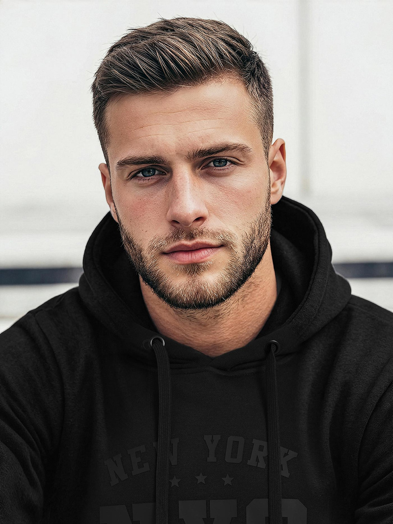 Vīriešu džemperis ar kapuci melna OZONEE JS/8B1971/3