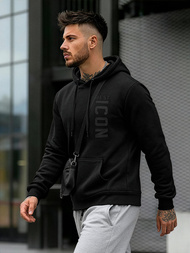 Vīriešu džemperis ar kapuci melna OZONEE JS/8B1973/3