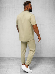 Vīriešu krekls ar īsām piedurknēm smilšu OZONEE O/Y972T