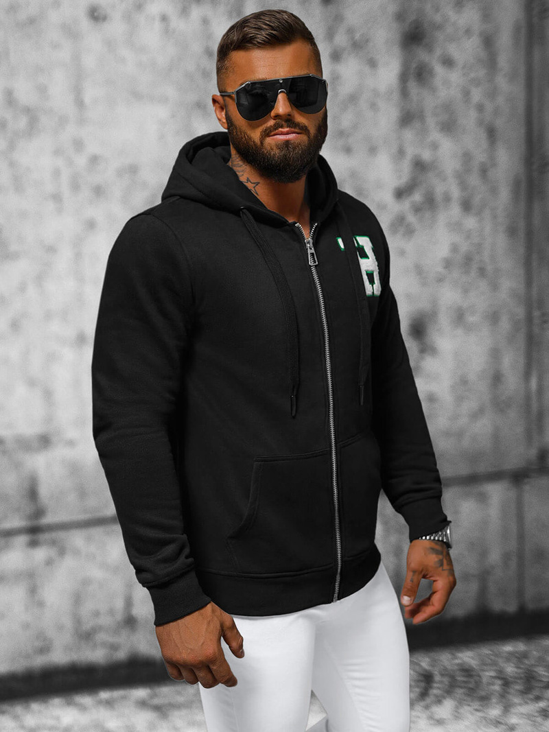 Vīriešu džemperis ar kapuci melns OZONEE NB/MF2006