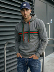 Vīriešu džemperis ar kapuci grafīta OZONEE JS/8B1735/5Z