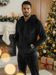 Vīriešu velūra treniņtērpa melns OZONEE JS/8C1169/3Z