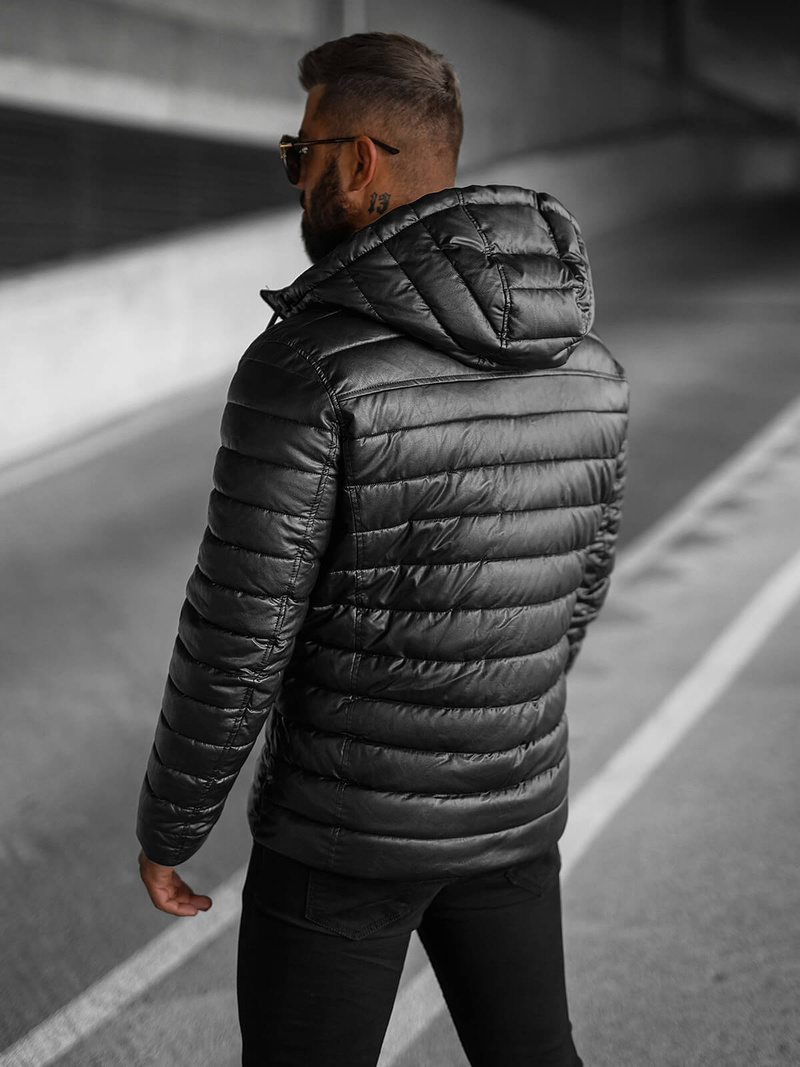 Vīriešu ādas virsjaka melna OZONEE O/11Z8088