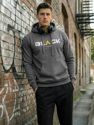 Vīriešu džemperis ar kapuci grafīta OZONEE JS/8B1756/5Z